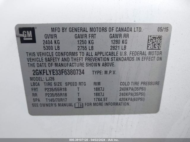 Photo 8 VIN: 2GKFLYE33F6380734 - GMC TERRAIN 