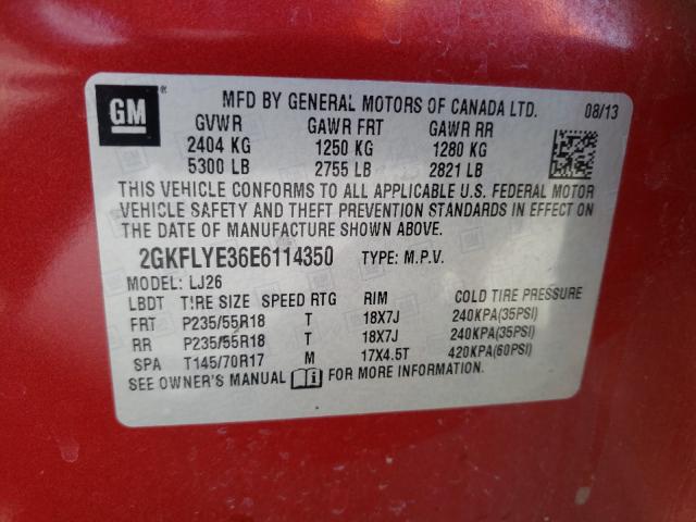 Photo 9 VIN: 2GKFLYE36E6114350 - GMC TERRAIN SL 