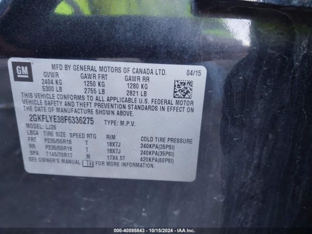 Photo 8 VIN: 2GKFLYE38F6336275 - GMC TERRAIN 