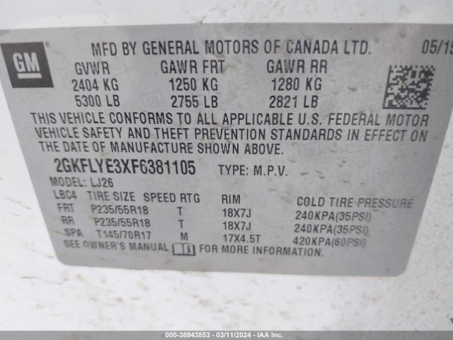 Photo 8 VIN: 2GKFLYE3XF6381105 - GMC TERRAIN 