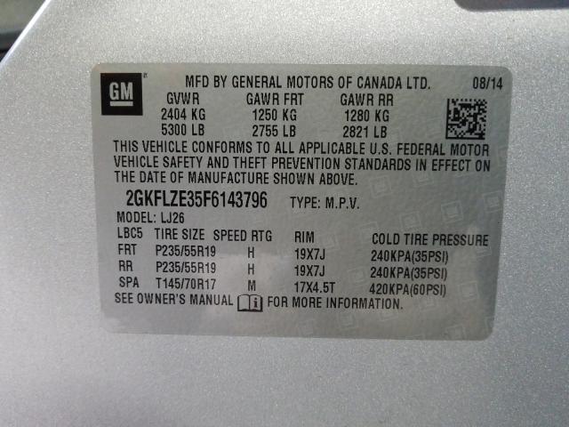 Photo 9 VIN: 2GKFLZE35F6143796 - GMC TERRAIN DE 