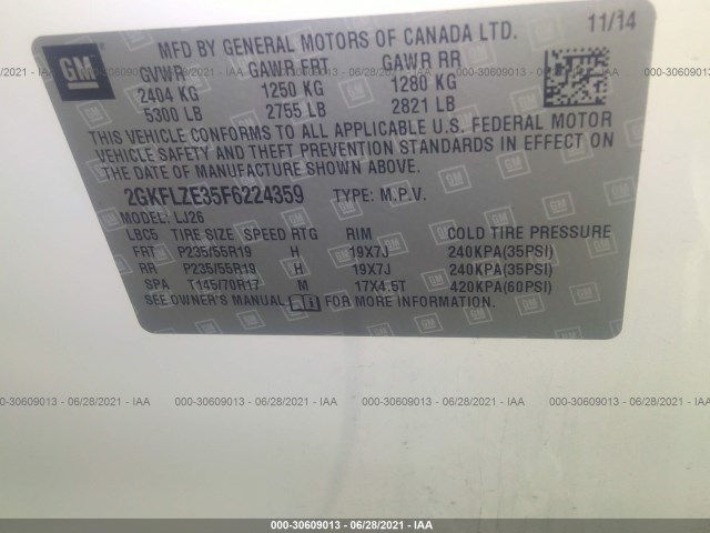 Photo 8 VIN: 2GKFLZE35F6224359 - GMC TERRAIN 