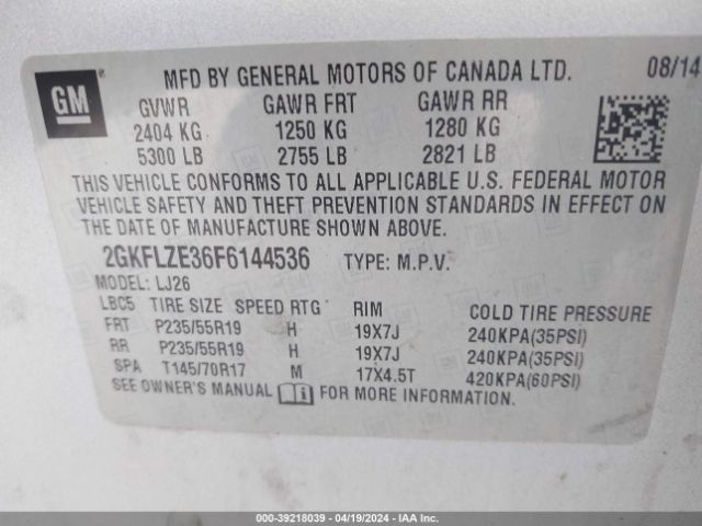 Photo 8 VIN: 2GKFLZE36F6144536 - GMC TERRAIN 