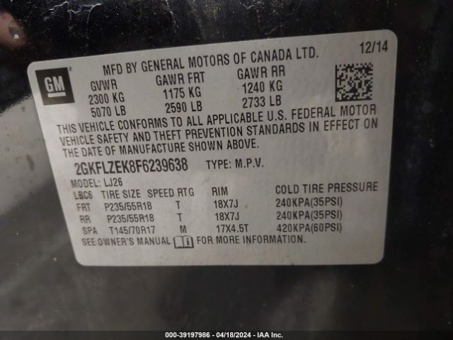 Photo 8 VIN: 2GKFLZEK8F6239638 - GMC TERRAIN 