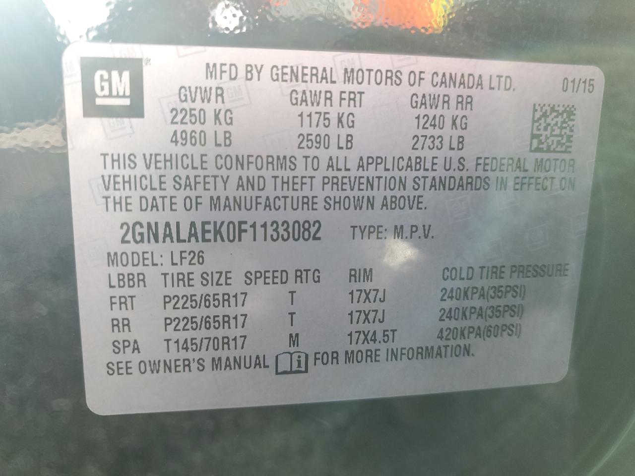 Photo 12 VIN: 2GNALAEK0F1133082 - CHEVROLET EQUINOX 