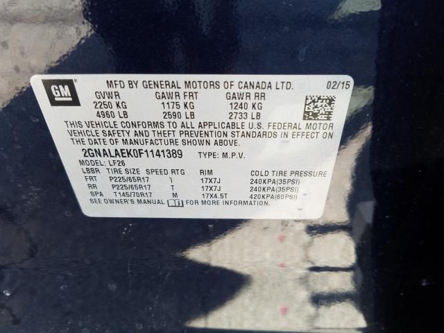 Photo 9 VIN: 2GNALAEK0F1141389 - CHEVROLET EQUINOX LS 