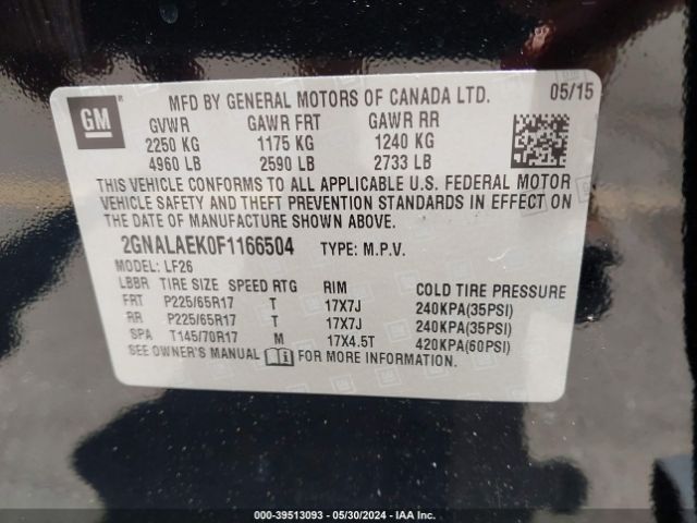 Photo 8 VIN: 2GNALAEK0F1166504 - CHEVROLET EQUINOX 