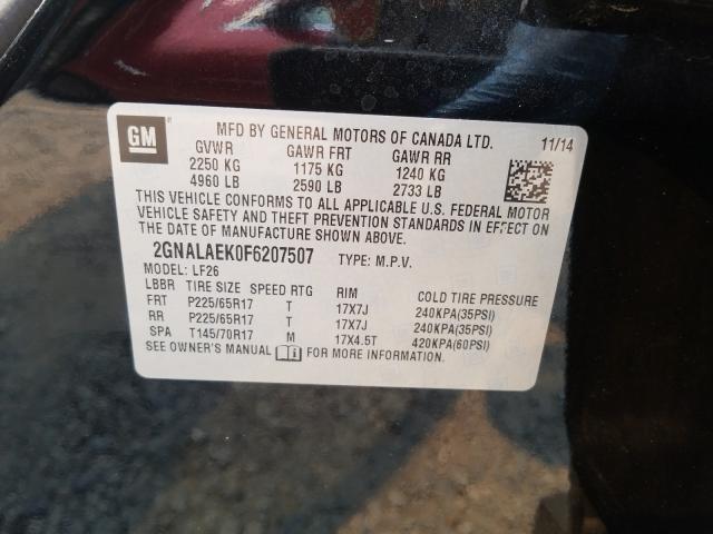 Photo 9 VIN: 2GNALAEK0F6207507 - CHEVROLET EQUINOX LS 