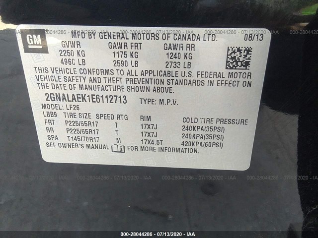 Photo 8 VIN: 2GNALAEK1E6112713 - CHEVROLET EQUINOX 