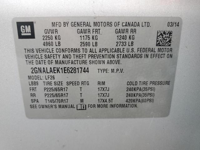 Photo 9 VIN: 2GNALAEK1E6281744 - CHEVROLET EQUINOX LS 