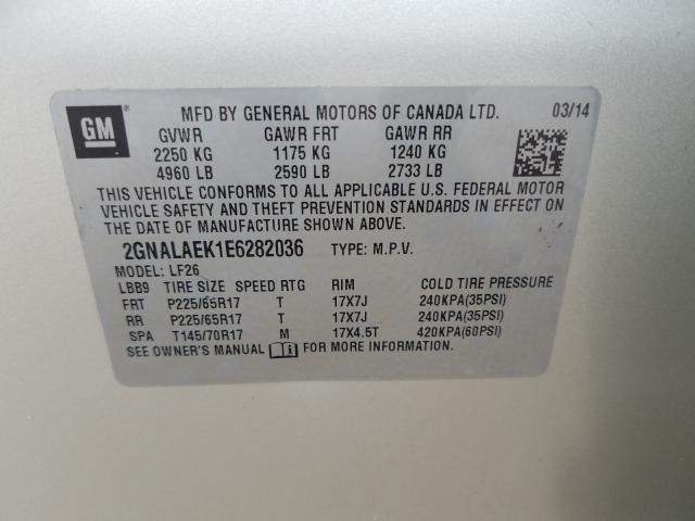 Photo 9 VIN: 2GNALAEK1E6282036 - CHEVROLET EQUINOX LS 