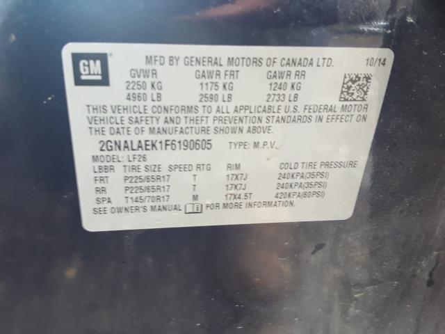 Photo 9 VIN: 2GNALAEK1F6190605 - CHEVROLET EQUINOX LS 