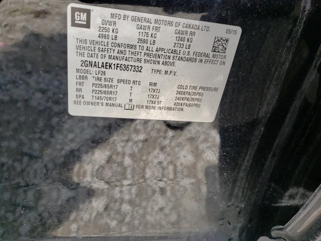 Photo 9 VIN: 2GNALAEK1F6367332 - CHEVROLET EQUINOX LS 