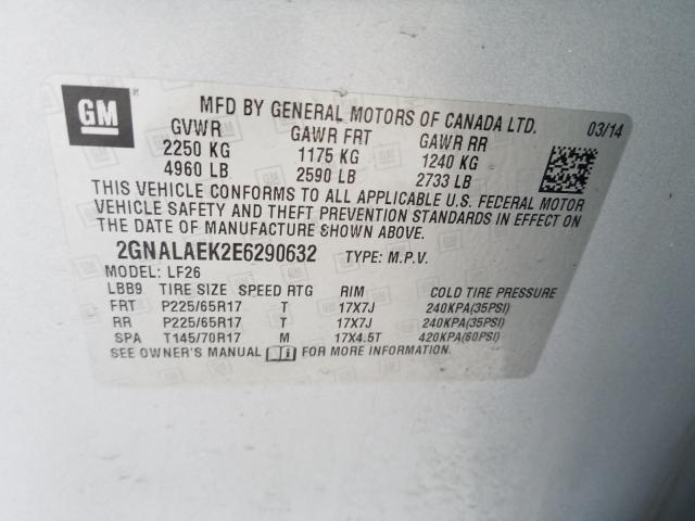 Photo 9 VIN: 2GNALAEK2E6290632 - CHEVROLET EQUINOX 