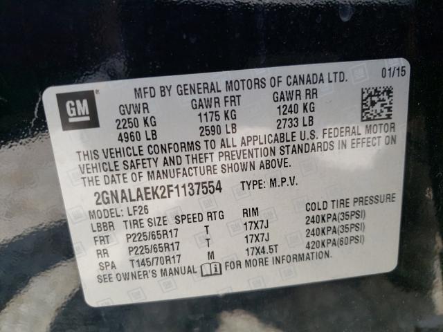 Photo 9 VIN: 2GNALAEK2F1137554 - CHEVROLET EQUINOX LS 