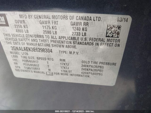 Photo 8 VIN: 2GNALAEK3E6298304 - CHEVROLET EQUINOX 