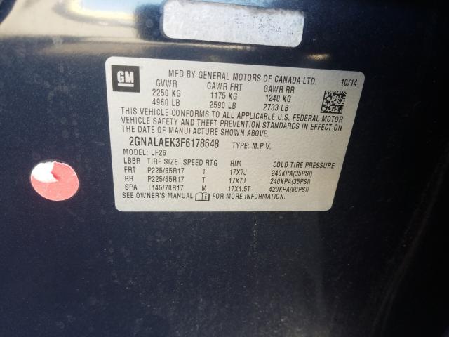 Photo 9 VIN: 2GNALAEK3F6178648 - CHEVROLET EQUINOX 