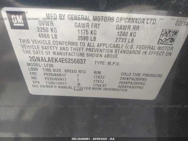 Photo 8 VIN: 2GNALAEK4E6256837 - CHEVROLET EQUINOX 