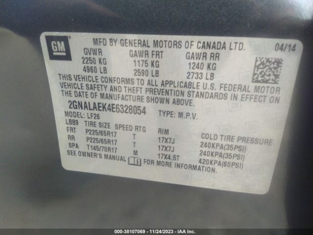 Photo 8 VIN: 2GNALAEK4E6328054 - CHEVROLET EQUINOX 