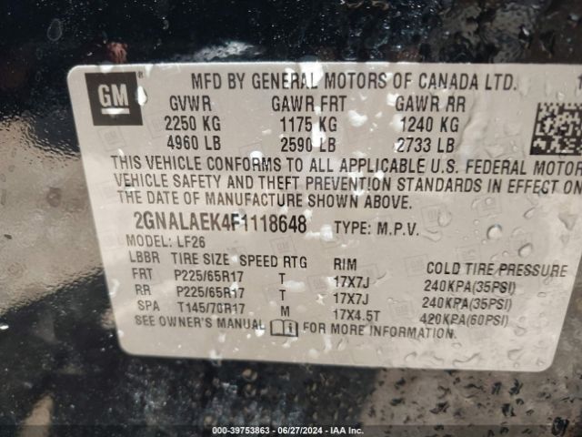 Photo 8 VIN: 2GNALAEK4F1118648 - CHEVROLET EQUINOX 