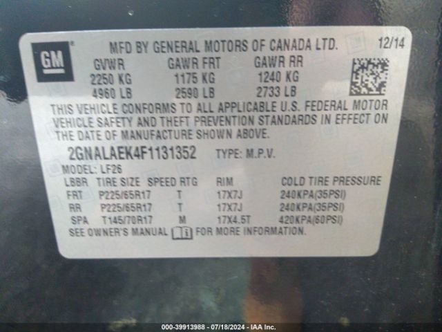 Photo 8 VIN: 2GNALAEK4F1131352 - CHEVROLET EQUINOX 