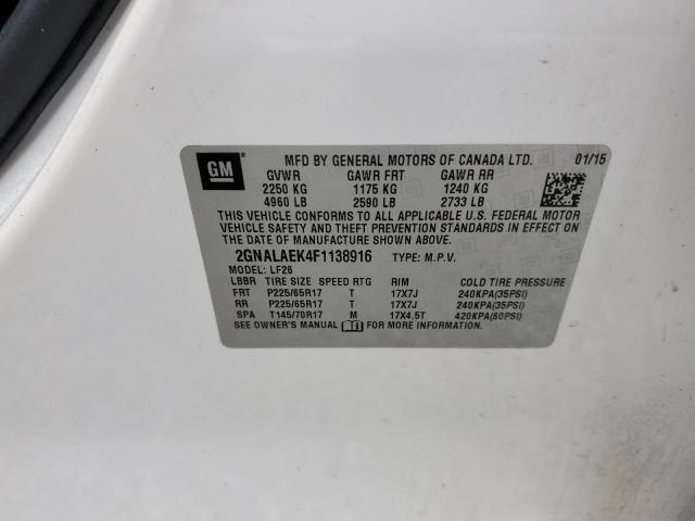 Photo 11 VIN: 2GNALAEK4F1138916 - CHEVROLET EQUINOX LS 