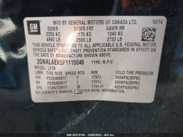 Photo 8 VIN: 2GNALAEK5F1115046 - CHEVROLET EQUINOX 