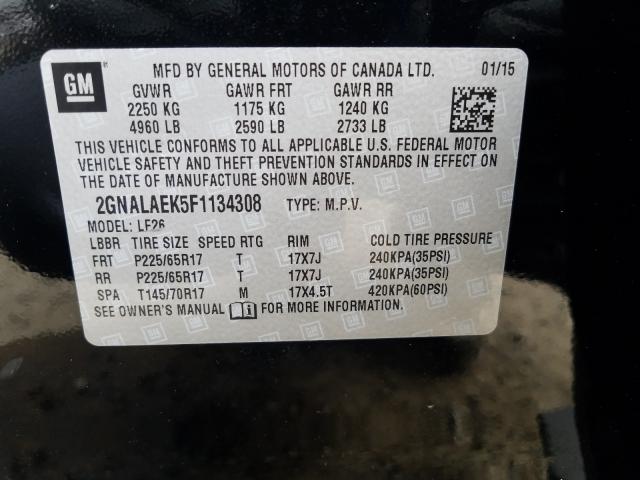 Photo 9 VIN: 2GNALAEK5F1134308 - CHEVROLET EQUINOX LS 