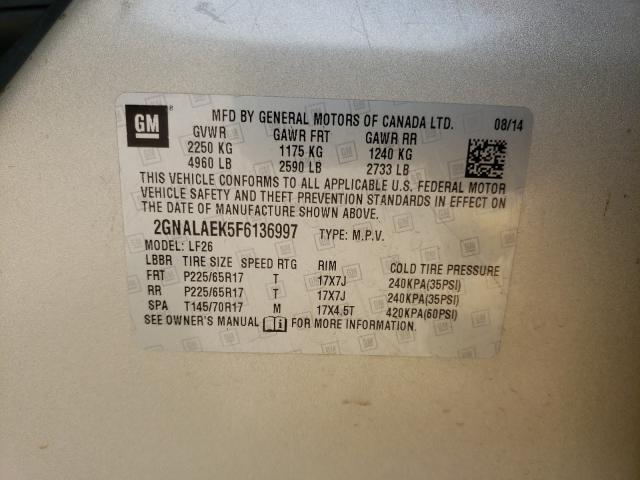 Photo 9 VIN: 2GNALAEK5F6136997 - CHEVROLET EQUINOX LS 