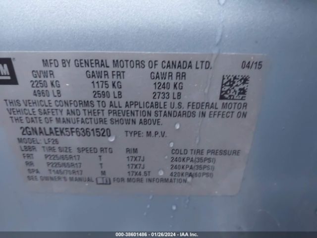 Photo 8 VIN: 2GNALAEK5F6361520 - CHEVROLET EQUINOX 