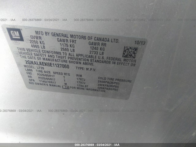 Photo 8 VIN: 2GNALAEK6E1127060 - CHEVROLET EQUINOX 