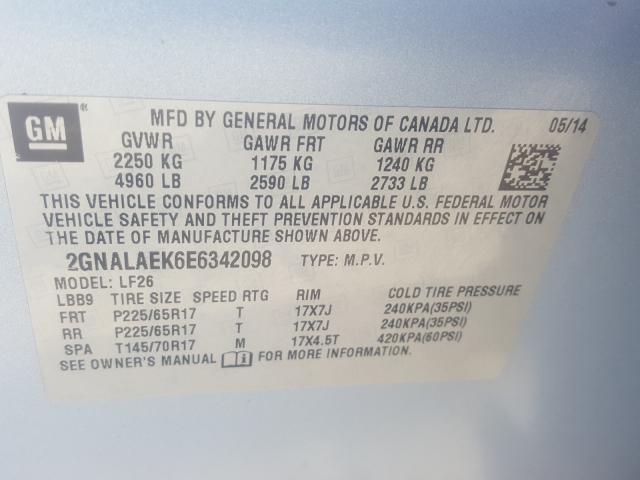 Photo 9 VIN: 2GNALAEK6E6342098 - CHEVROLET EQUINOX LS 