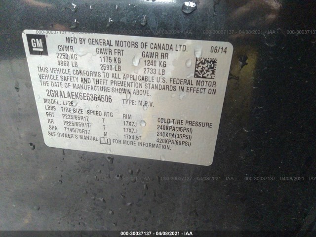 Photo 8 VIN: 2GNALAEK6E6364506 - CHEVROLET EQUINOX 