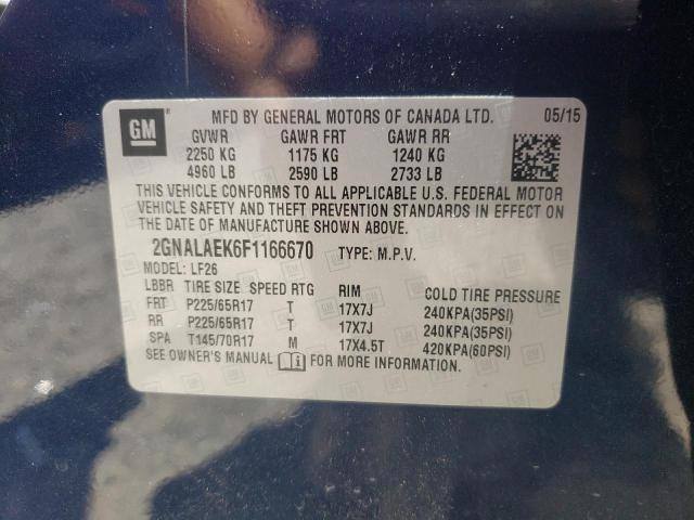 Photo 9 VIN: 2GNALAEK6F1166670 - CHEVROLET EQUINOX LS 