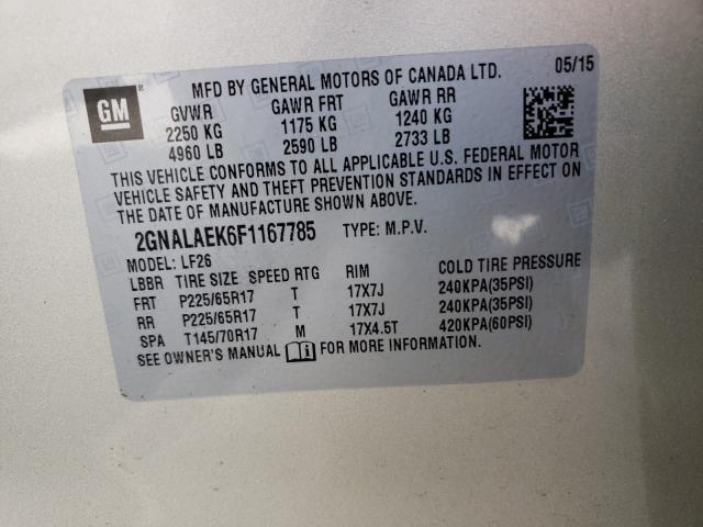 Photo 9 VIN: 2GNALAEK6F1167785 - CHEVROLET EQUINOX LS 