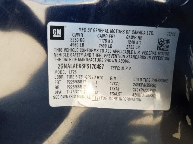 Photo 9 VIN: 2GNALAEK6F6176487 - CHEVROLET EQUINOX LS 