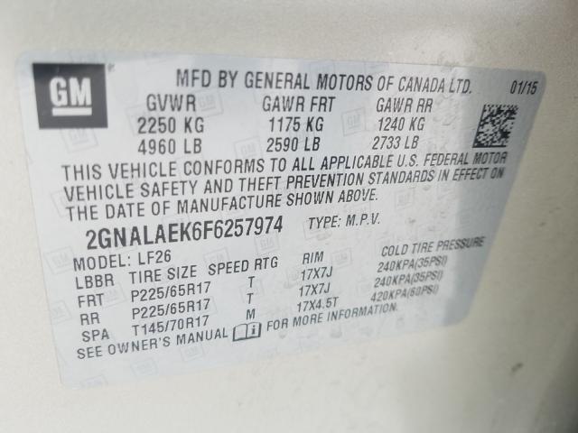 Photo 9 VIN: 2GNALAEK6F6257974 - CHEVROLET EQUINOX LS 