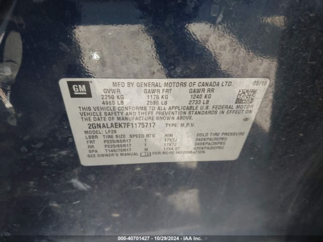 Photo 8 VIN: 2GNALAEK7F1175717 - CHEVROLET EQUINOX 