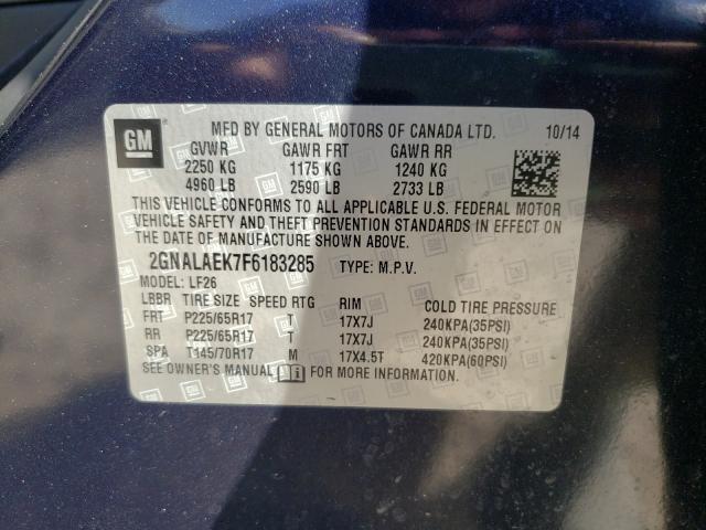 Photo 9 VIN: 2GNALAEK7F6183285 - CHEVROLET EQUINOX LS 