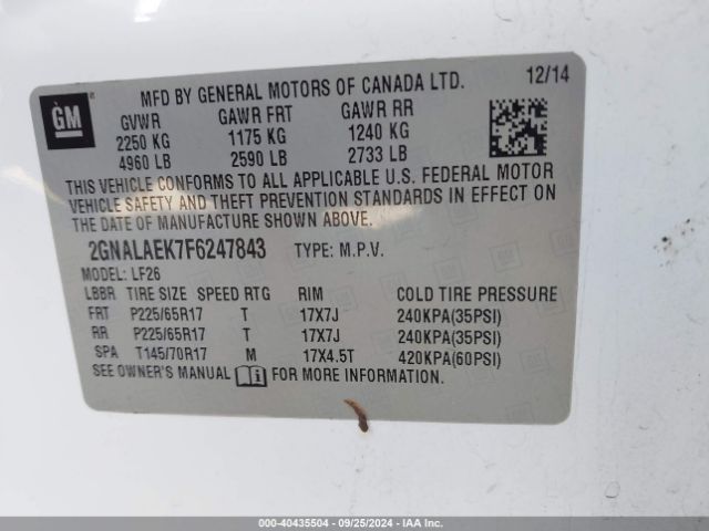 Photo 8 VIN: 2GNALAEK7F6247843 - CHEVROLET EQUINOX 