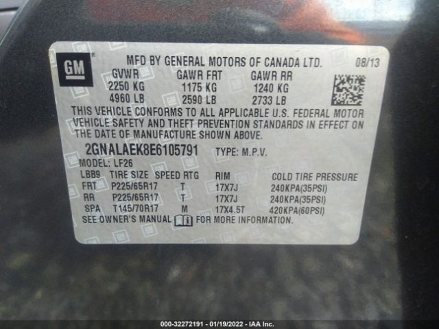 Photo 8 VIN: 2GNALAEK8E6105791 - CHEVROLET EQUINOX 