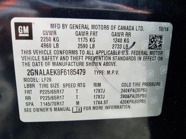 Photo 9 VIN: 2GNALAEK8F6185479 - CHEVROLET EQUINOX LS 