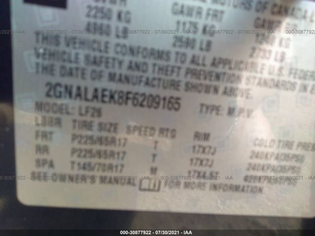 Photo 8 VIN: 2GNALAEK8F6209165 - CHEVROLET EQUINOX 