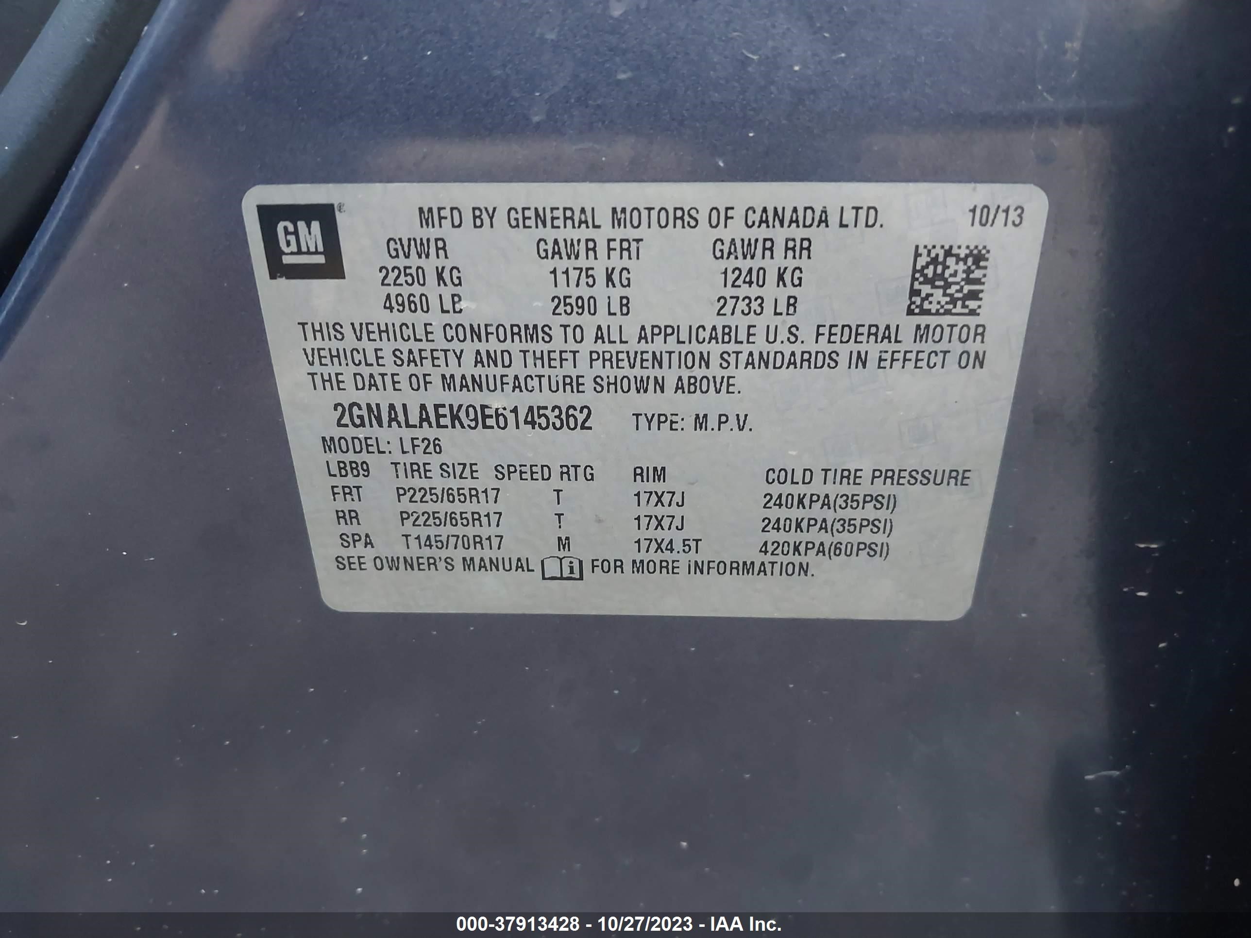 Photo 8 VIN: 2GNALAEK9E6145362 - CHEVROLET EQUINOX 