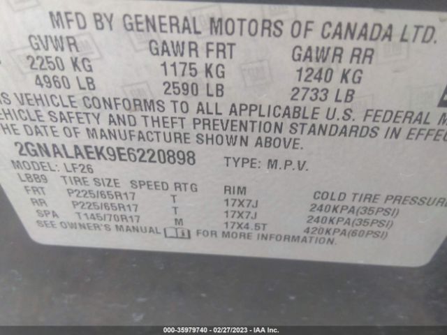 Photo 8 VIN: 2GNALAEK9E6220898 - CHEVROLET EQUINOX 