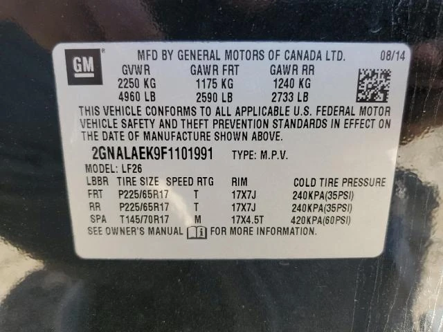 Photo 12 VIN: 2GNALAEK9F1101991 - CHEVROLET EQUINOX LS 