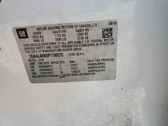 Photo 11 VIN: 2GNALAEK9F1106575 - CHEVROLET EQUINOX LS 