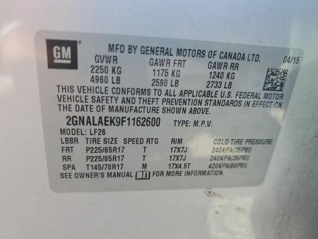 Photo 9 VIN: 2GNALAEK9F1162600 - CHEVROLET EQUINOX LS 