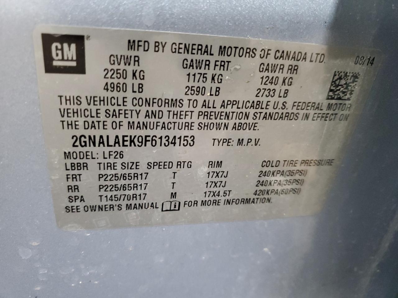 Photo 12 VIN: 2GNALAEK9F6134153 - CHEVROLET EQUINOX 