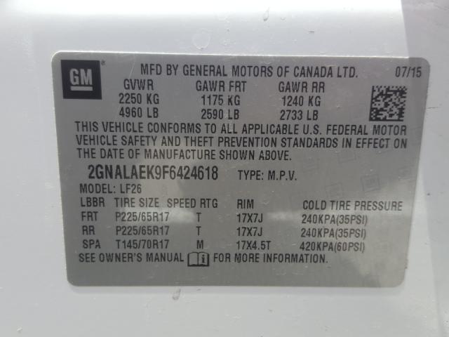 Photo 9 VIN: 2GNALAEK9F6424618 - CHEVROLET EQUINOX LS 